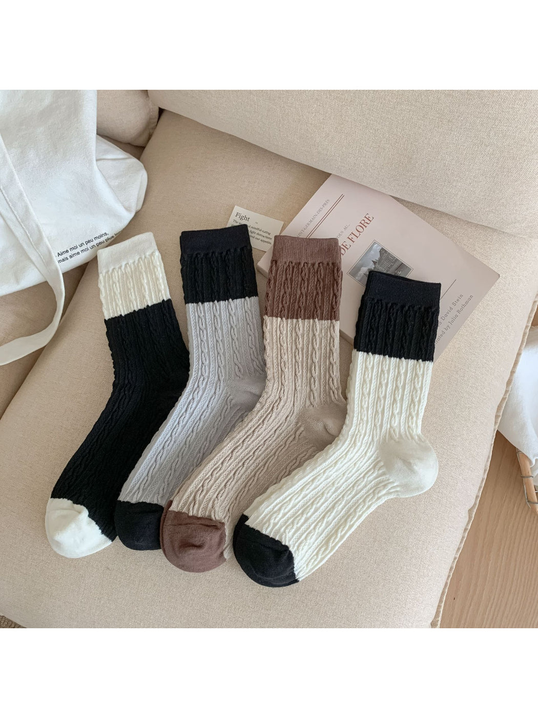Rufia - Color Block Textured Crew Socks