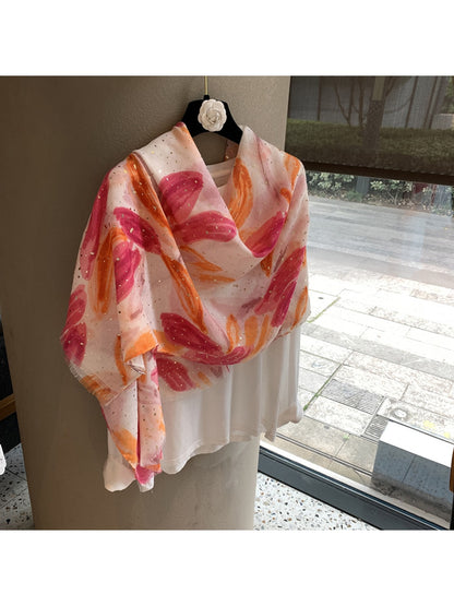 Scarvii - Painterly Floral Rectangular Wrap Scarf
