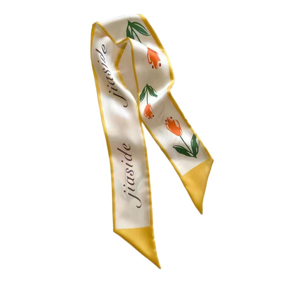Scarvii - Yellow Floral Neck Scarf - Cheerful & Pretty