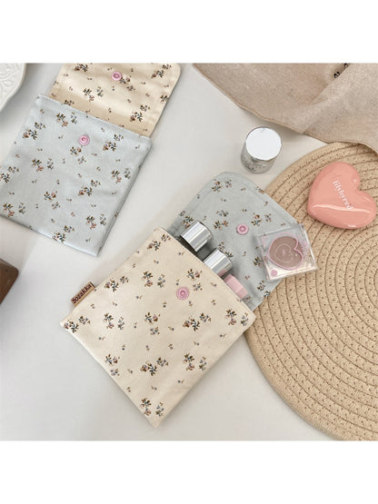 Cosbai Floral Print Coin Pouch angled to show front floral pattern