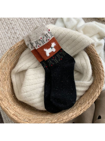 Rufia - Playful Dog Motif Casual Crew Socks
