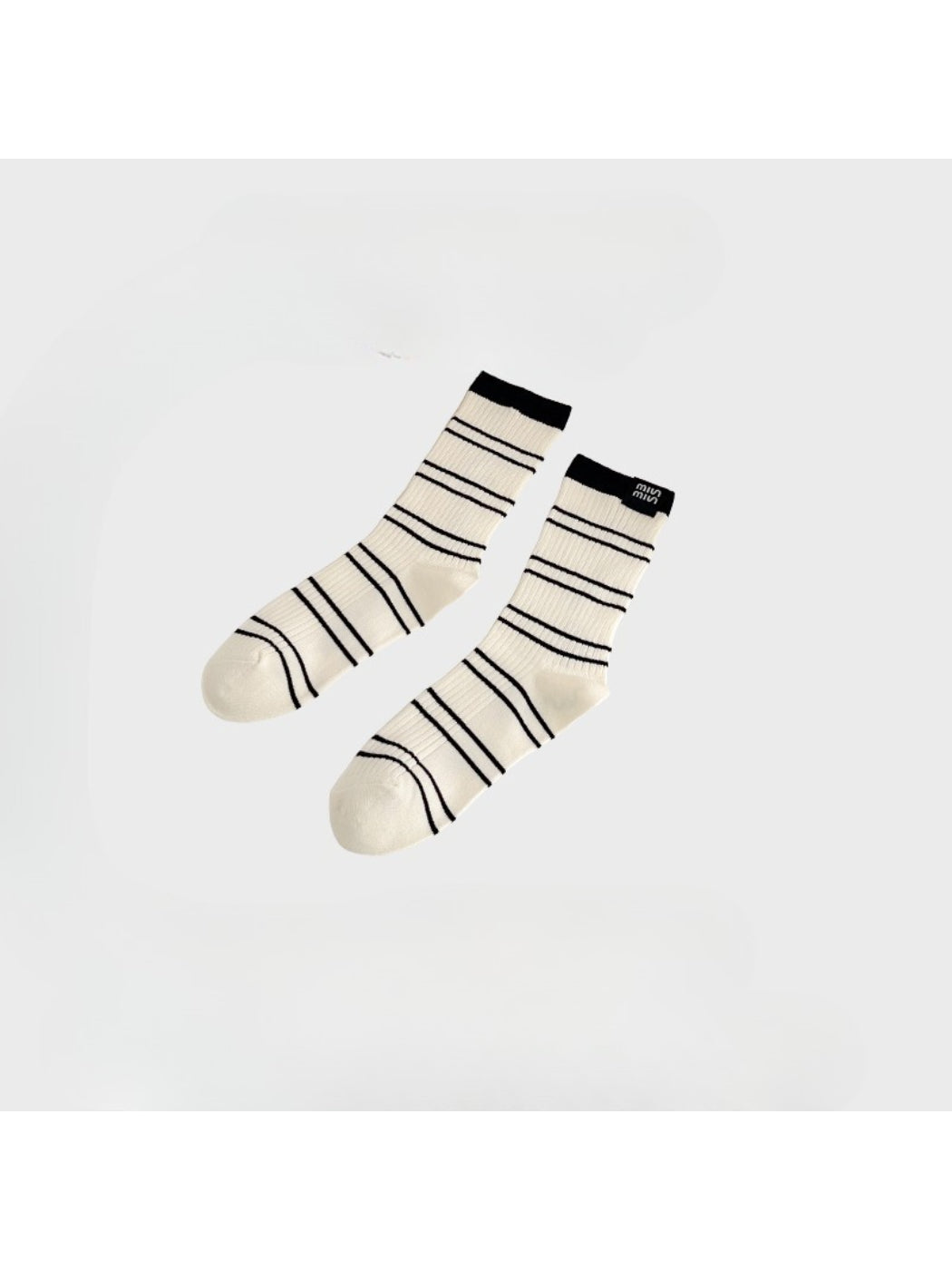 Rufia - Ribbed Cartoon Patch Contrast Cuff Crew Socks product image 5