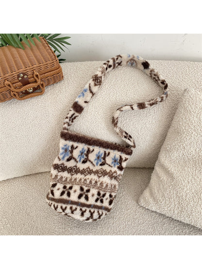 Cosbai - Patterned Soft Knit Shoulder Bag