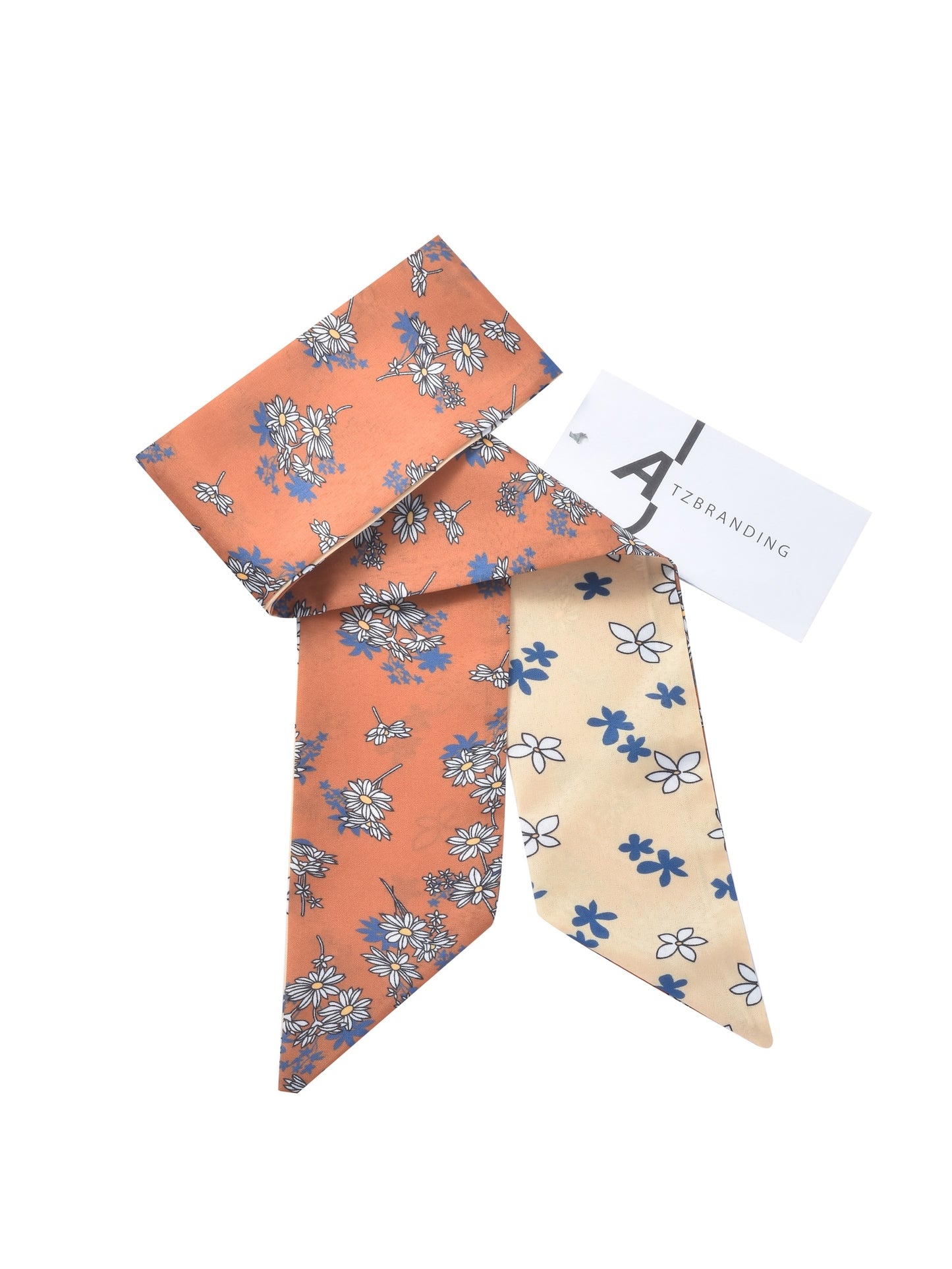 Scarvii - Floral and Heart Print Skinny Scarf