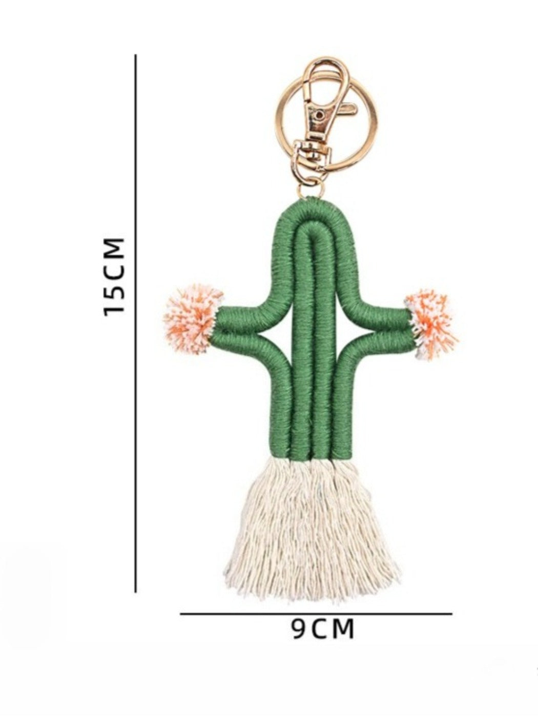 Koco Crochet Cactus Keychain with Pompom & Tassel color options including DarkGreen, LightGreen, Blue
