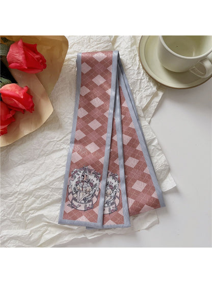 Scarvii Vintage Illustration Print Skinny Scarf