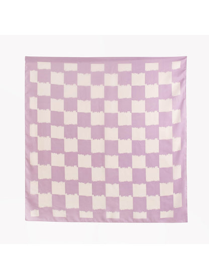 Scarvii - Purple Plaid Printed Fashion Square Scarf