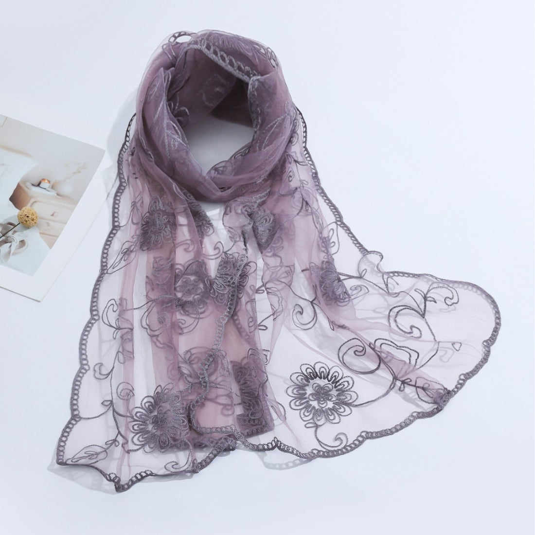 Scarvii lightweight sheer scarf arranged in soft folds