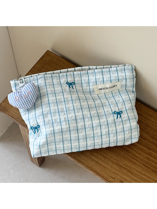 Cosbai - Women's Plaid Zippered Cosmetic Bag