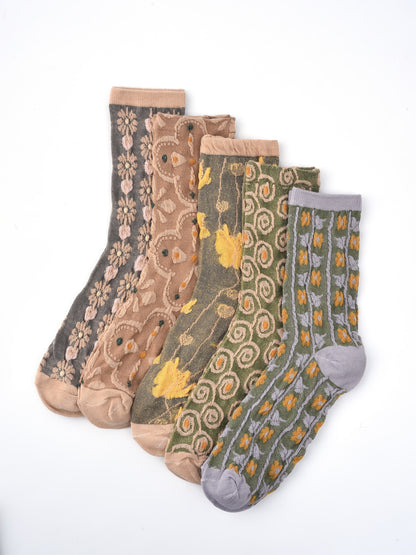 Rufia - Floral Knit Socks - Vintage & Stretchy