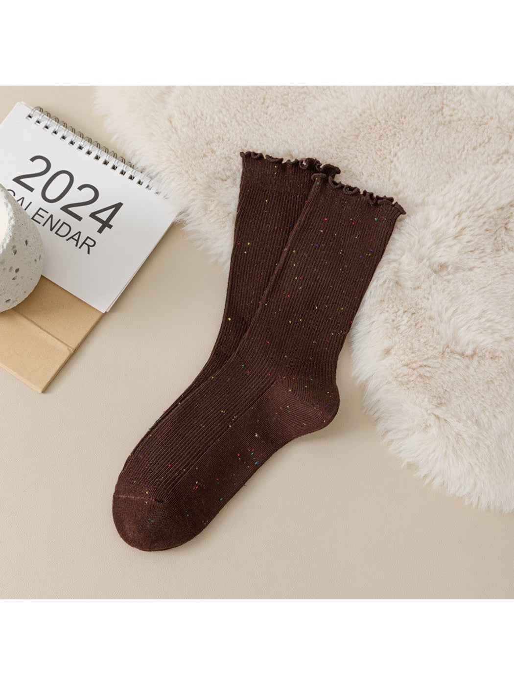 Rufia - Heathered Ribbed Casual Crew Socks