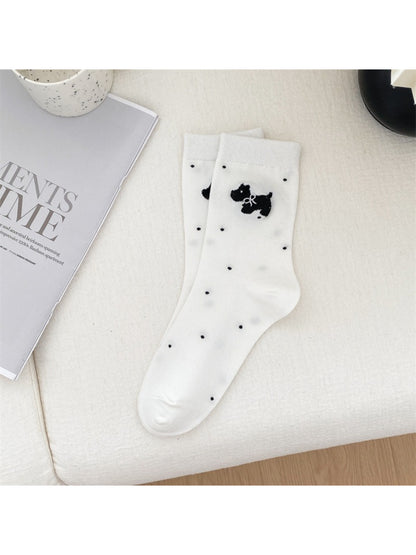 Rufia - Cute Dog Pattern Knit Crew Socks