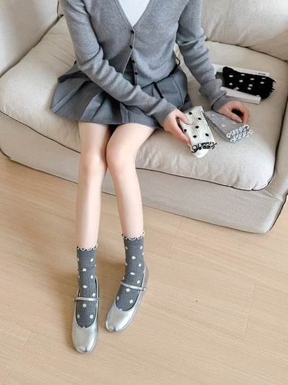 Rufia - Polka Dot Ruffle Crew Socks