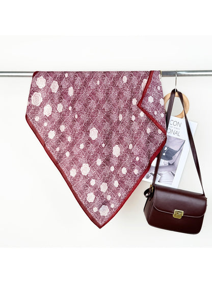 Scarvii - Retro Rose Pattern Fashion Square Scarf