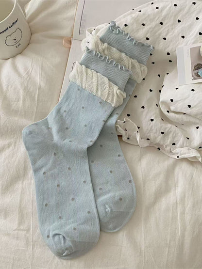 Rufia - Ruffle Trim Pastel Crew Socks