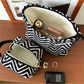 Cosbai Zigzag Print Zip Pouch photographed from above showing the entire pouch