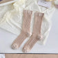 Rufia - Solid Color Cable Knit Striped Crew Socks