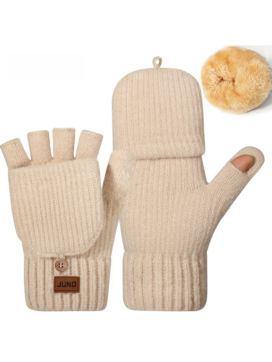 Gloving - Thickened Convertible Fingerless Gloves with Mitten Flaps
