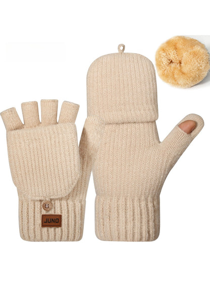 Gloving - Thickened Convertible Fingerless Gloves with Mitten Flaps