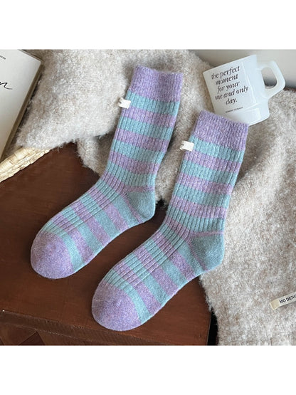 Rufia - Soft Winter Stripe Knit Crew Socks