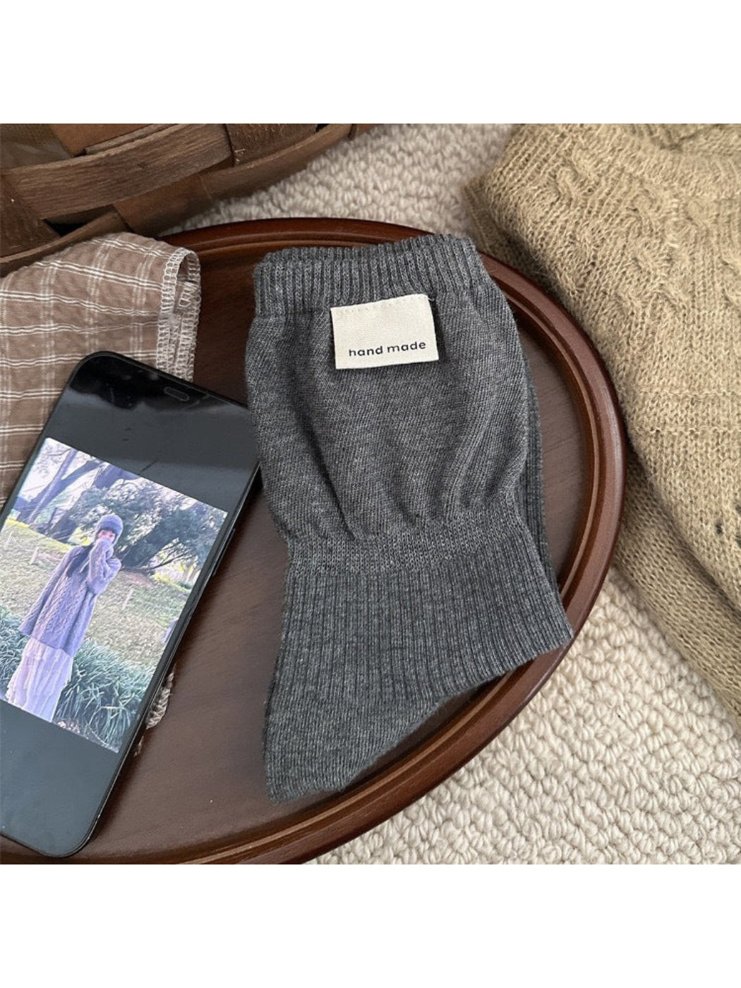 Rufia - Solid Ribbed Crew Socks