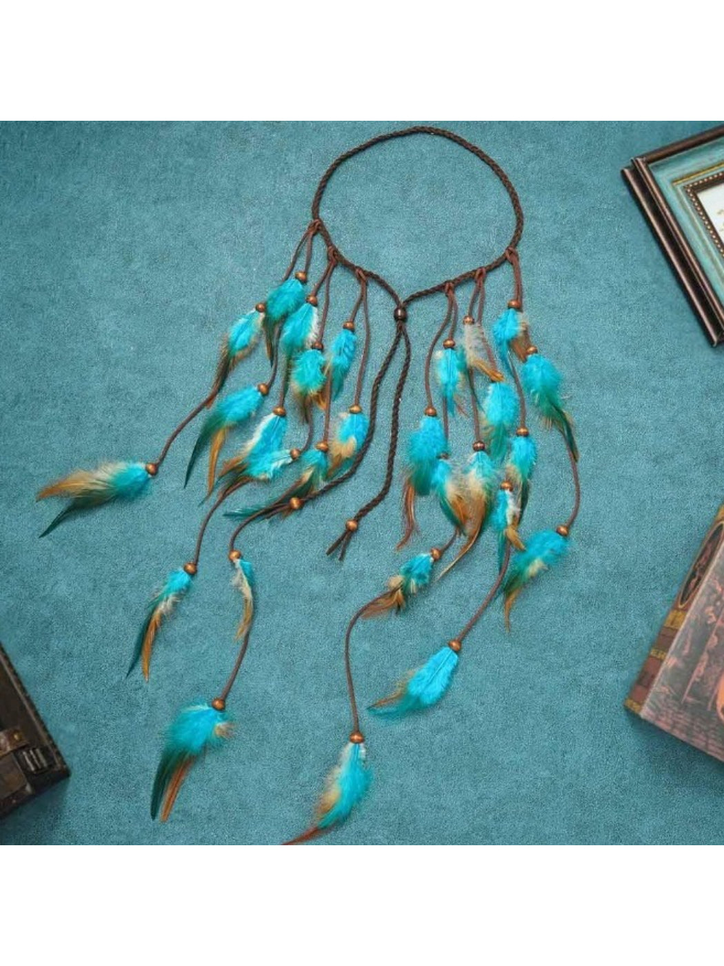 Hairish - Long Turquoise Feather Hair Garland
