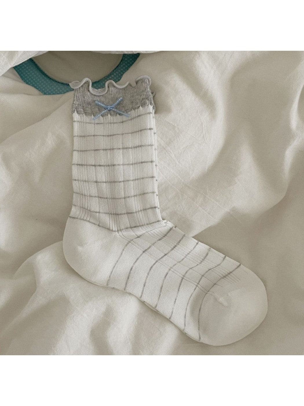 Rufia - Bow Detail Ribbed Women's Crew Socks