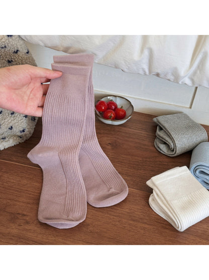 Rufia - Solid Ribbed Everyday Crew Socks