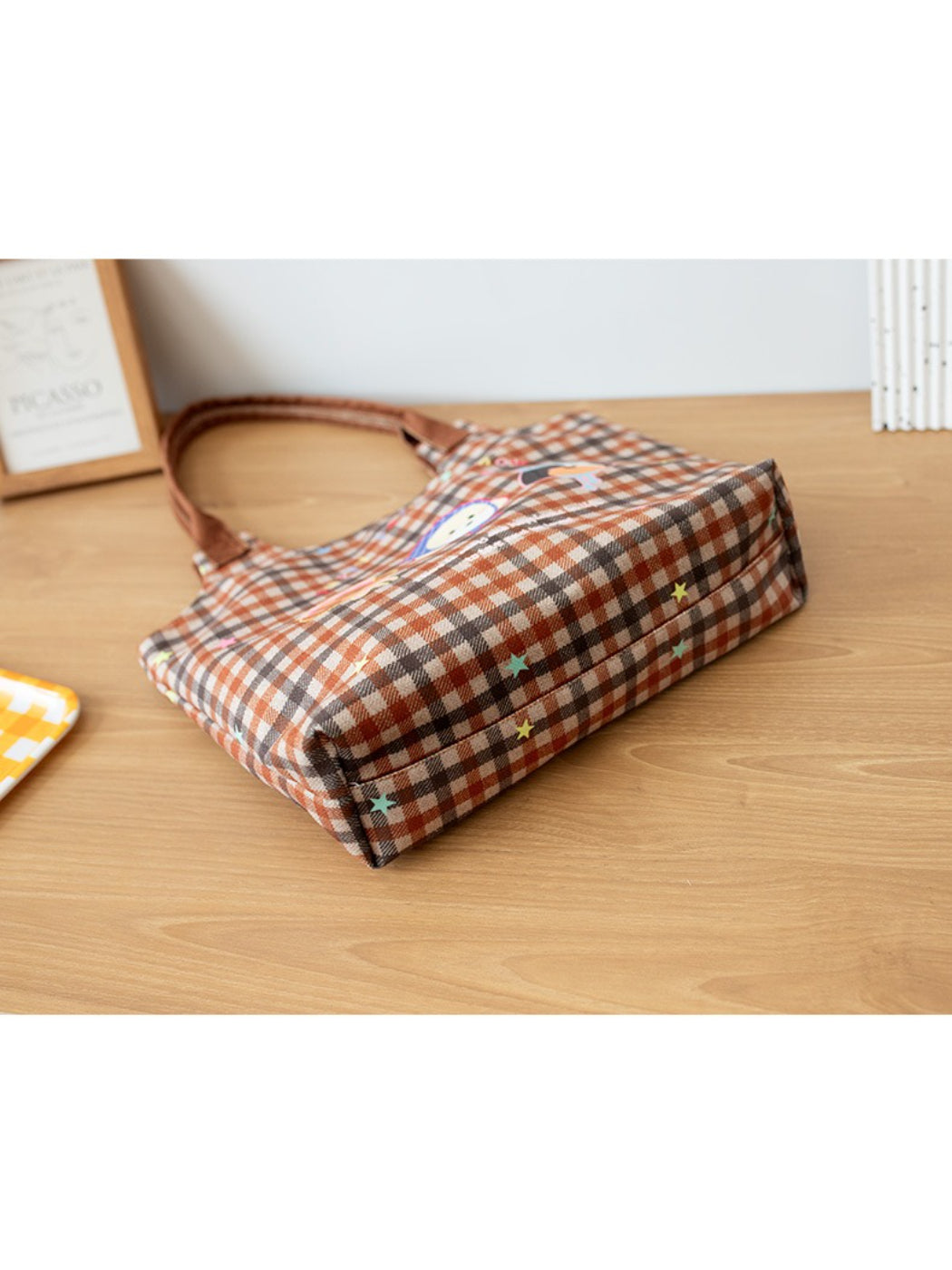 Cosbai - Plaid Puppy Friends Everyday Tote Bag