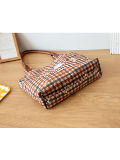 Cosbai - Plaid Puppy Friends Everyday Tote Bag