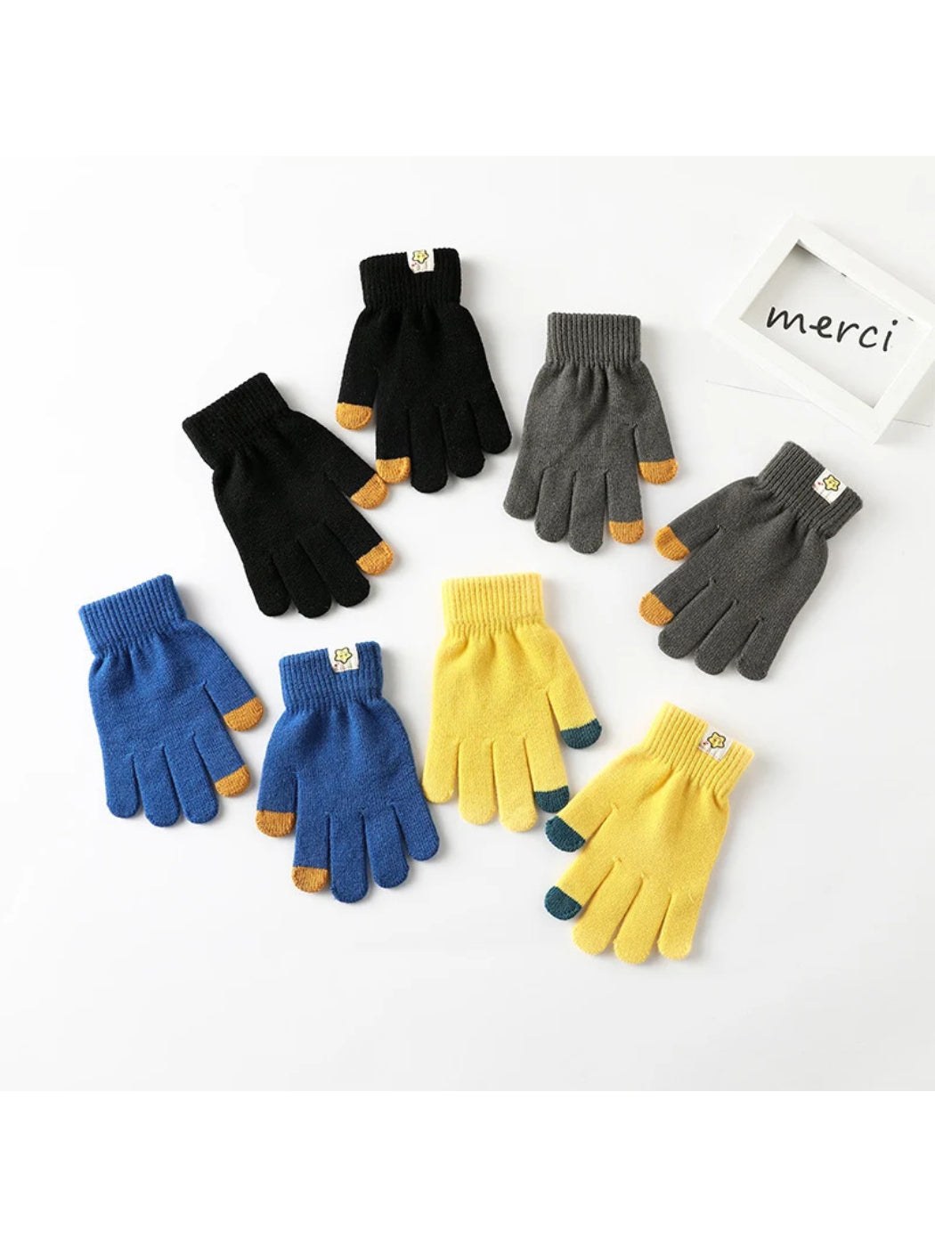 Gloving - Contrast Color Ribbed Cuff Touchscreen Gloves