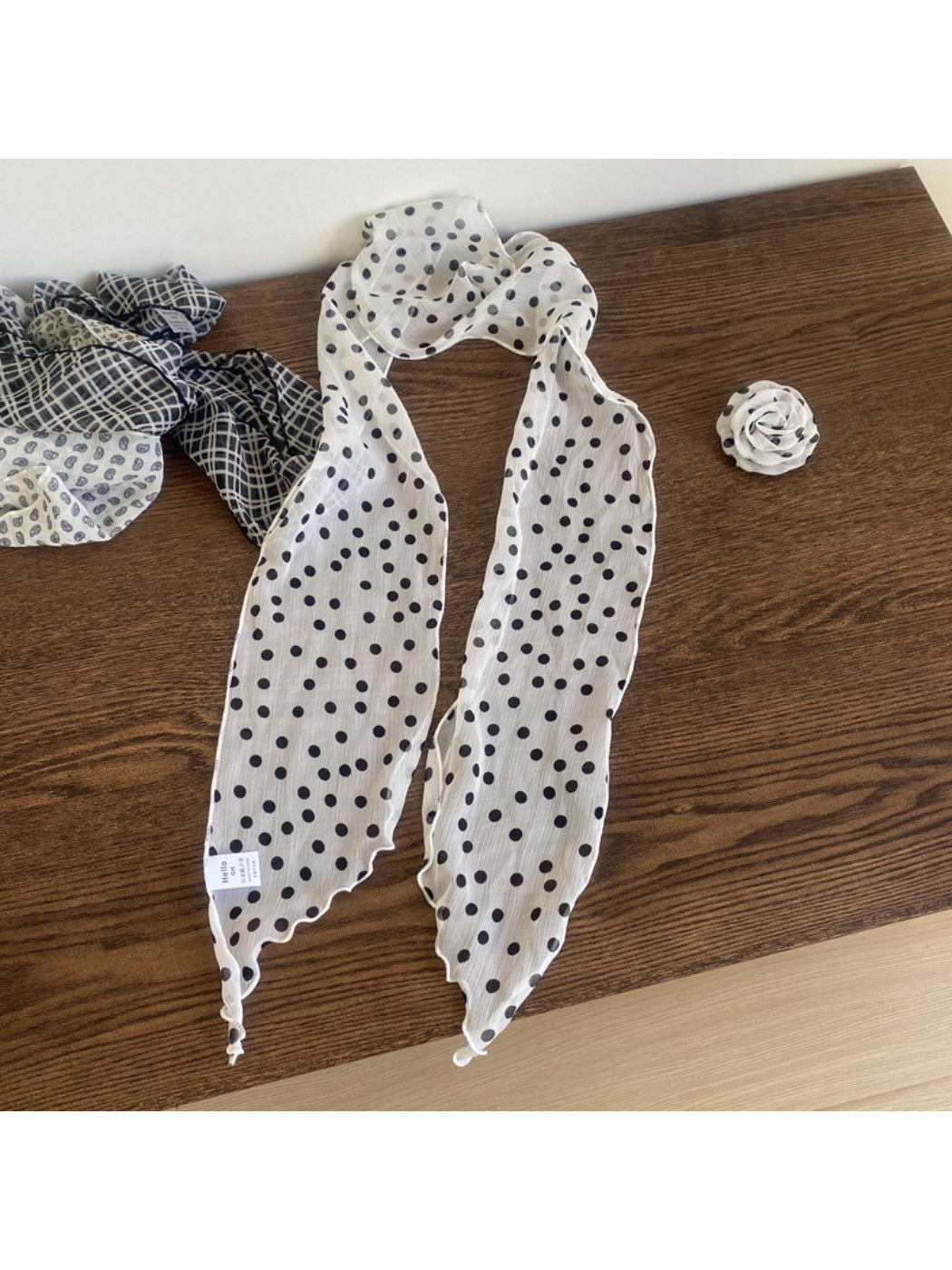 Scarvii Sheer Polka Dot Skinny Scarf
