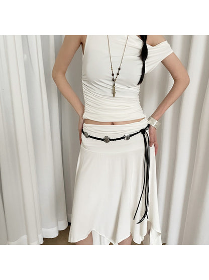 Close-up of Beco vintage braided rope belt showing texture and metal buckle