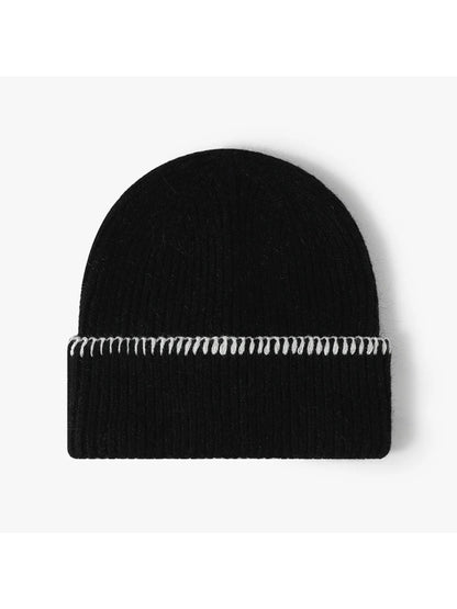 Haila - Contrast-Stitch Cuffed Knit Beanie