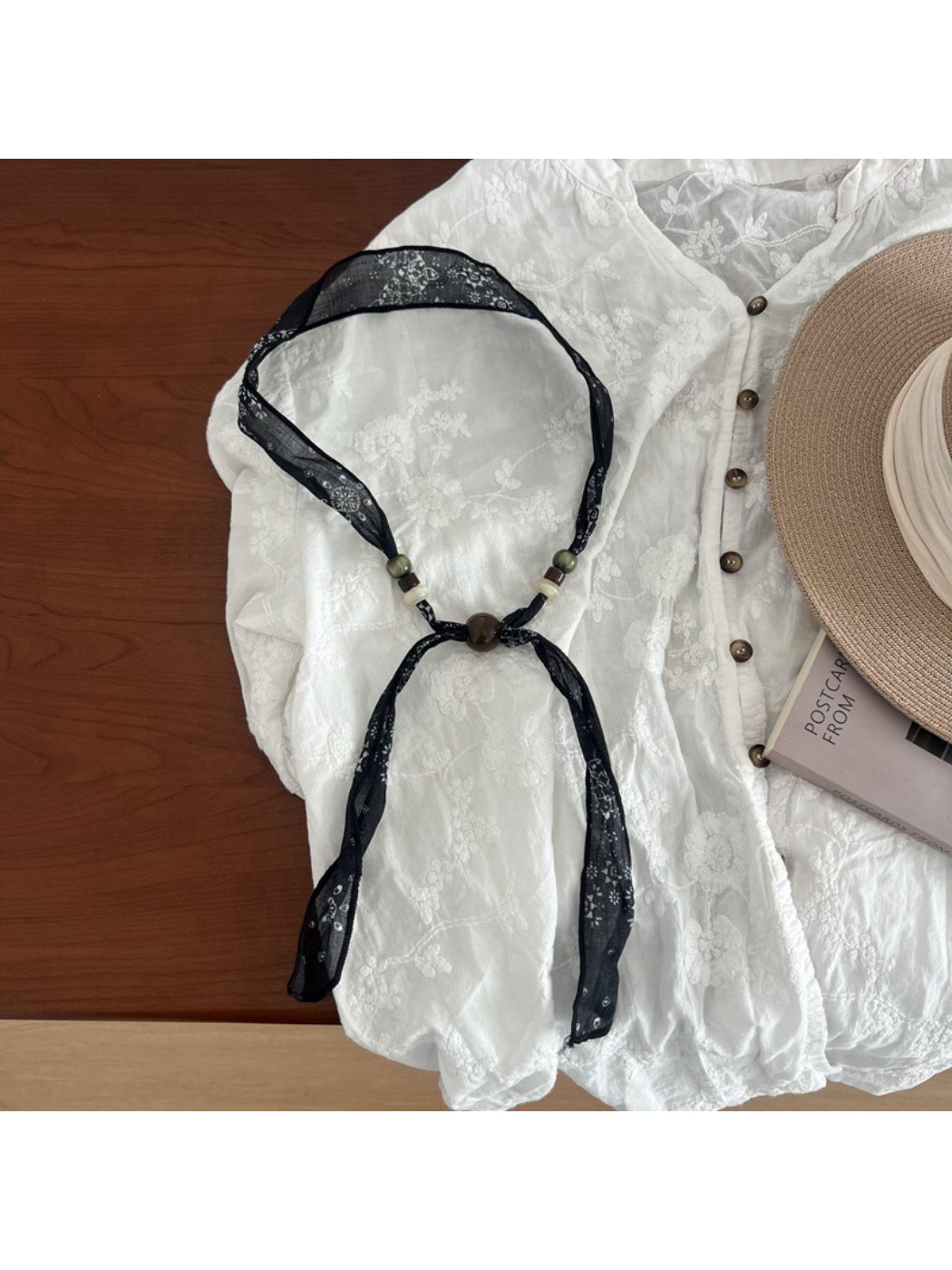 Scarvii Sheer Edge Bead Skinny Scarf