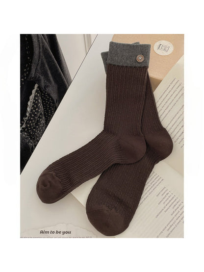 Rufia - Contrast Cuff Button Crew Socks product image 7