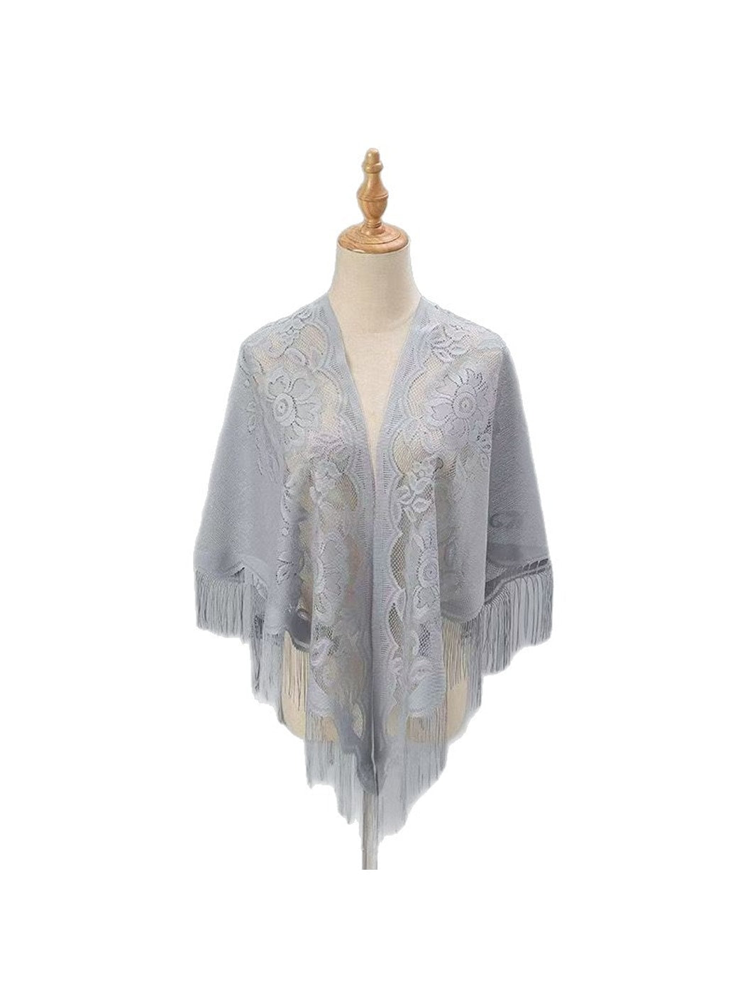 Scarvii - Solid Lace Fringe Women's Triangle Shawl