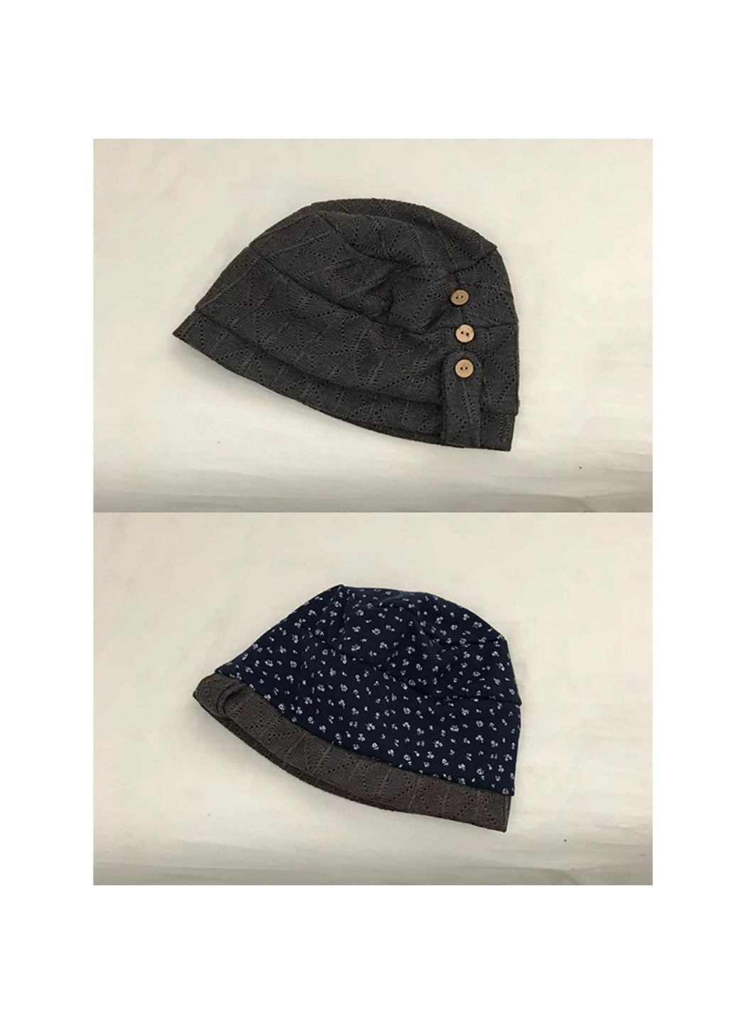 Haila - Ditsy Floral Contrast Trim Slouchy Beanie