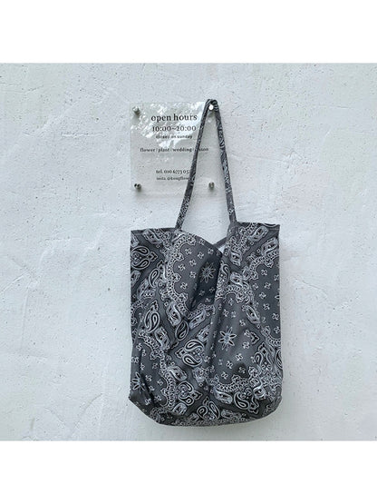 Cosbai - Vintage Canvas Shoulder Bag with Paisley Pattern