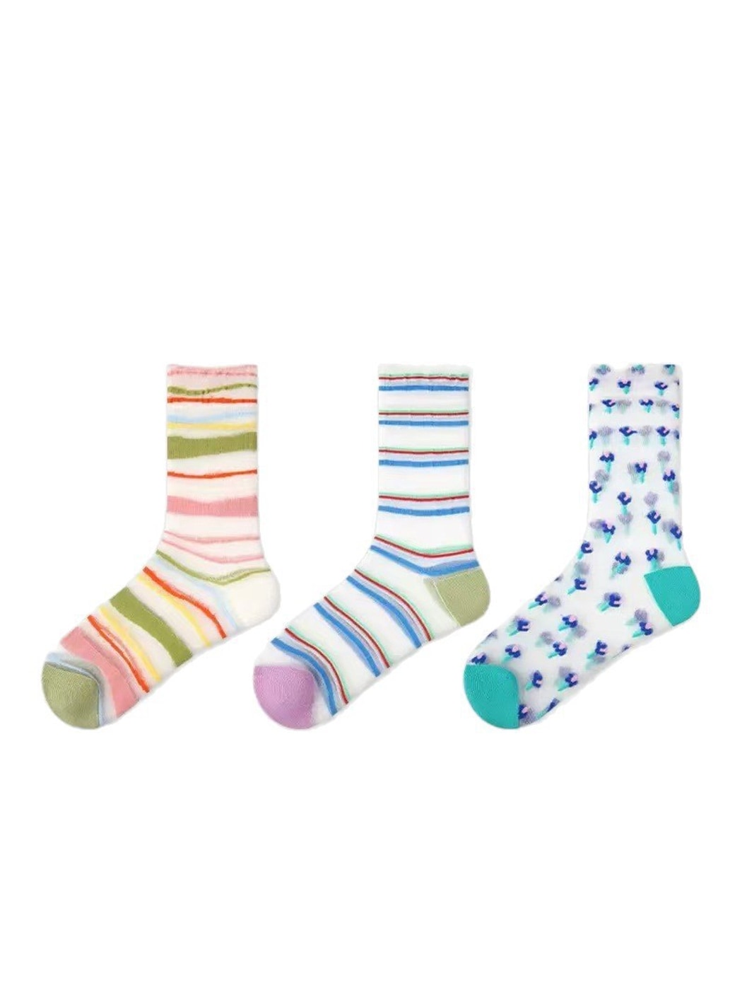 Rufia - Transparent Sweet Striped Crew Socks