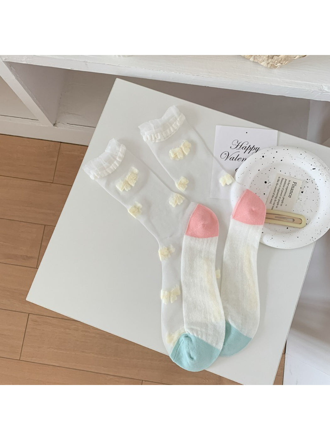 Rufia - Teddy Patchwork Sheer Crew Socks product image 5