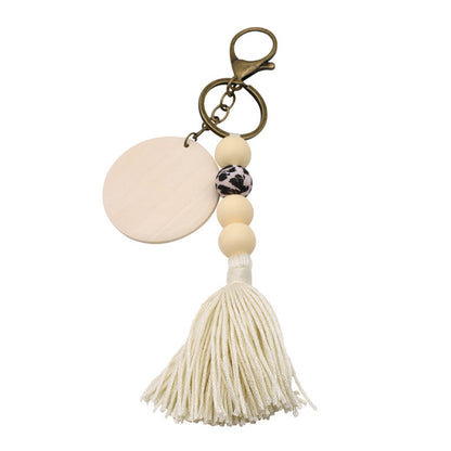Koco Round Wood Bead Tassel Keychain product shape