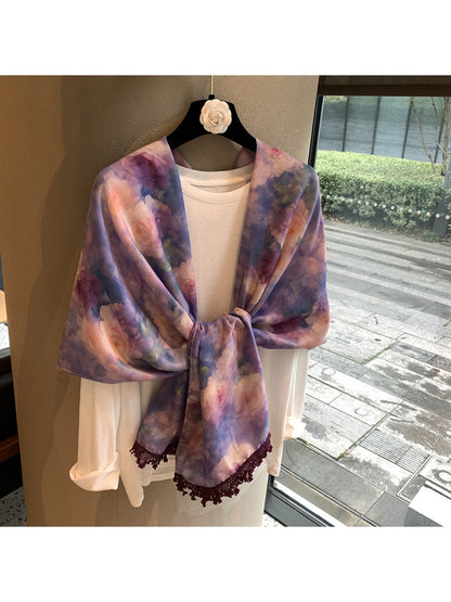 Scarvii - Watercolor Floral Rectangular Layering Scarf
