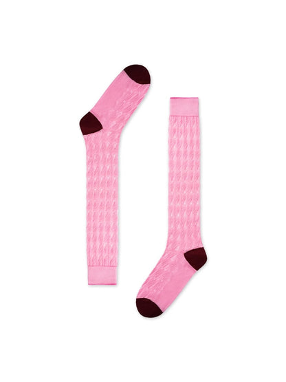 Rufia - Openwork Colorblock Knee-high Socks