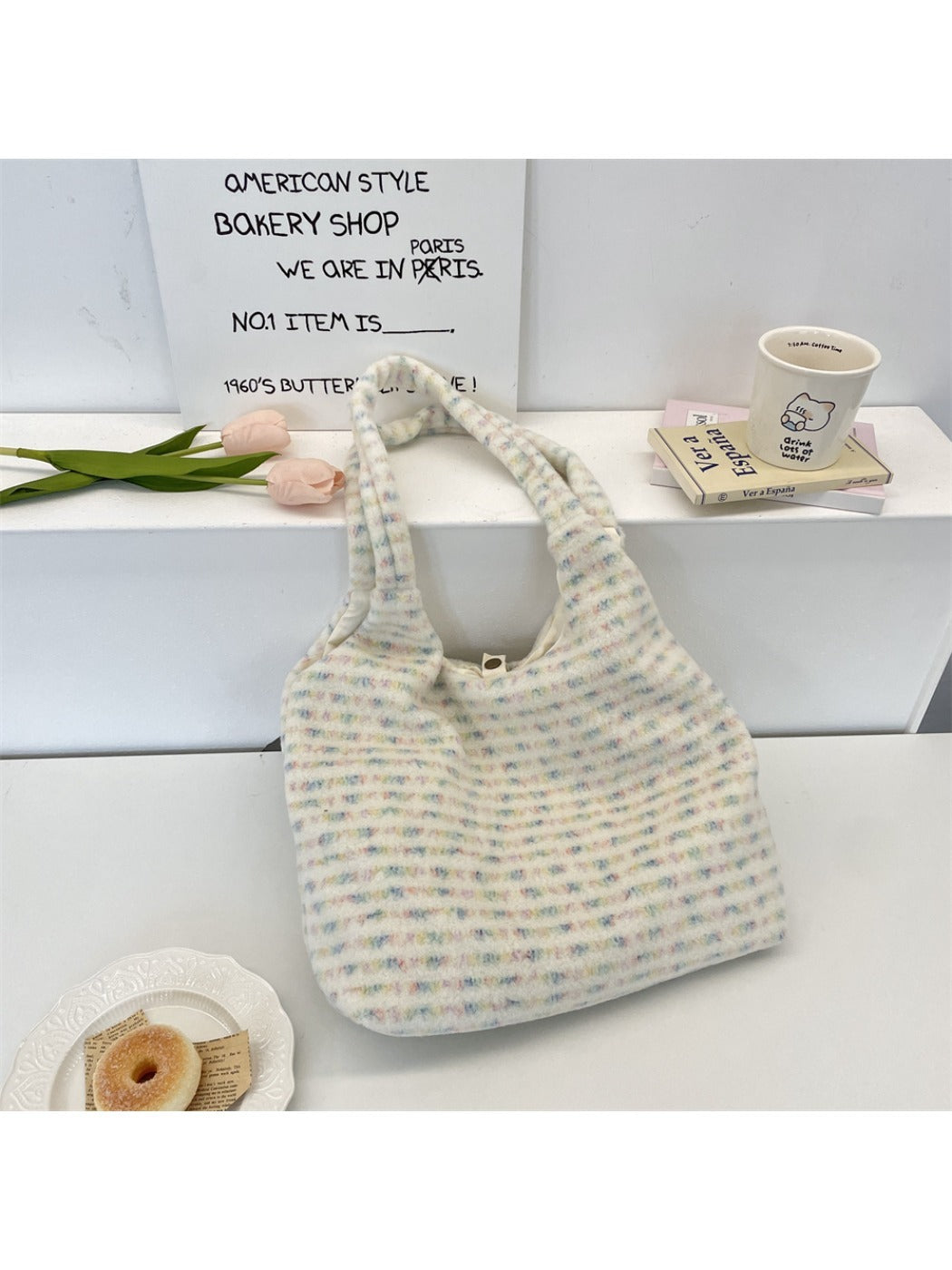 Cosbai - Striped Tote Bag for Women