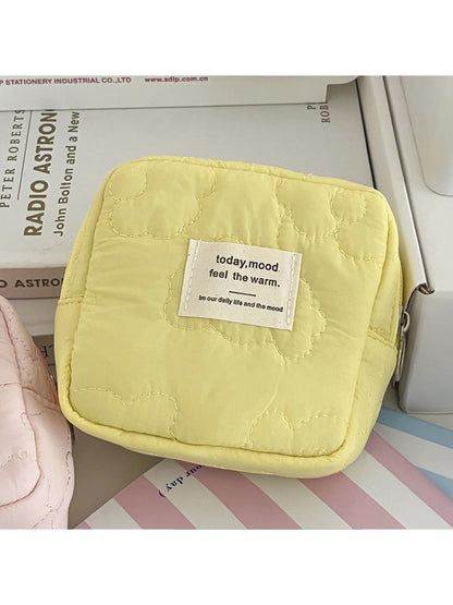 Cosbai soft puffy cosmetic bag with handle for carrying convenience