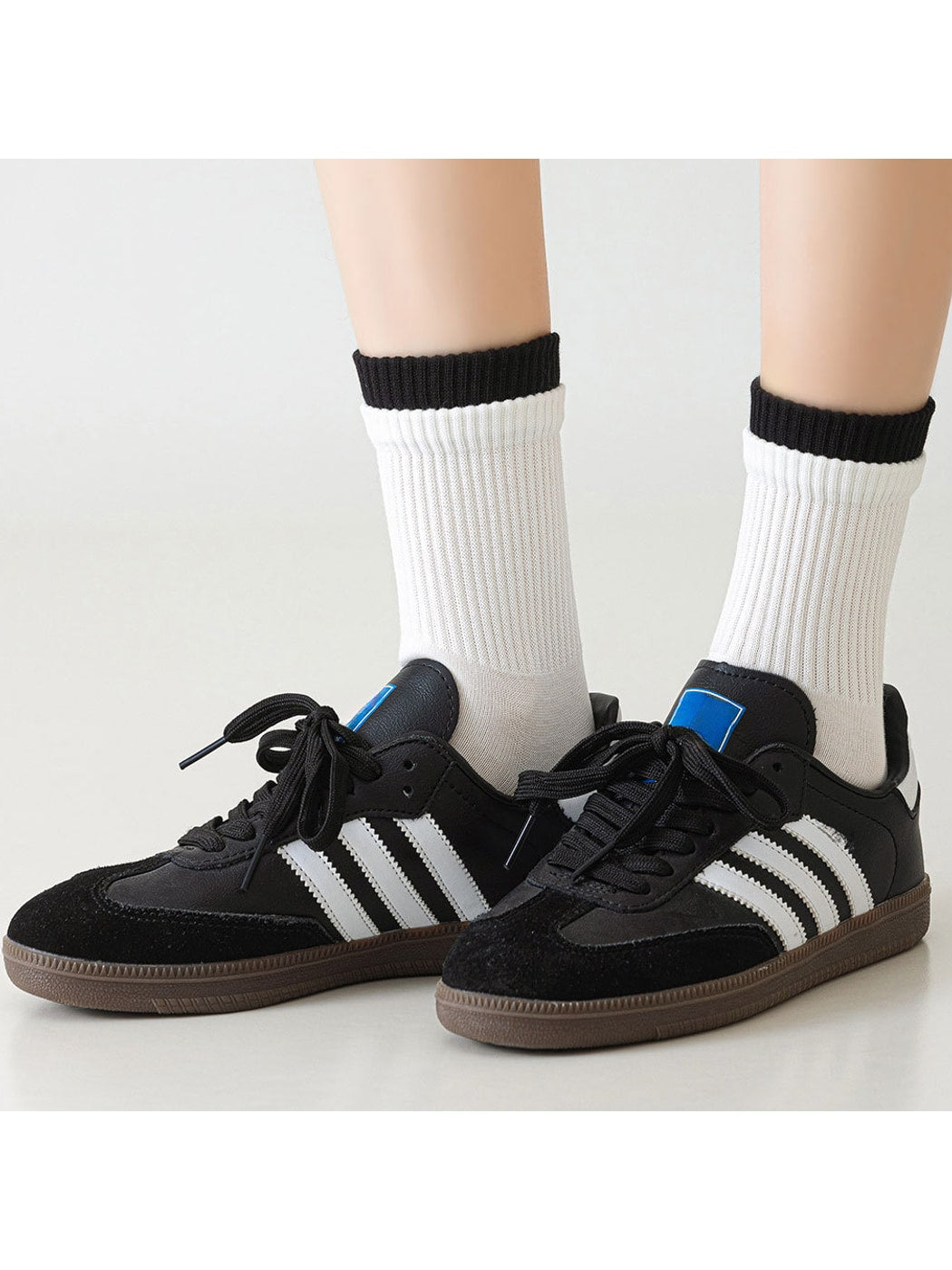 Rufia - Colorblock Double Cuff Casual Crew Socks