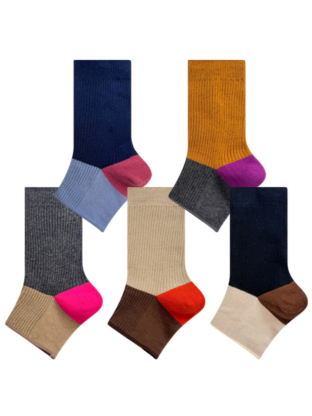 Rufia - Color Block Open-Toe Crew Socks