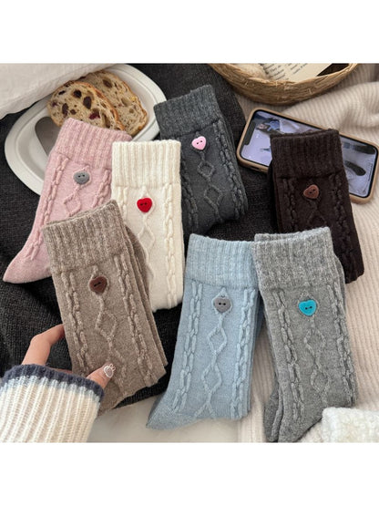 Rufia - Retro Sweetheart Button Detail Crew Socks