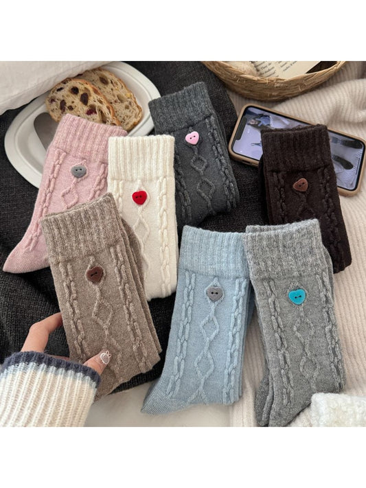 Rufia - Retro Sweetheart Button Detail Crew Socks